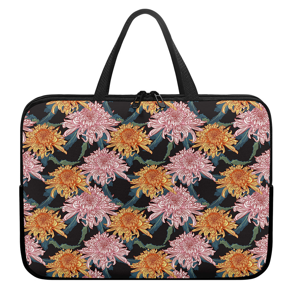 Japanese Chrysanthemum Pattern Print Laptop Sleeve With Handle