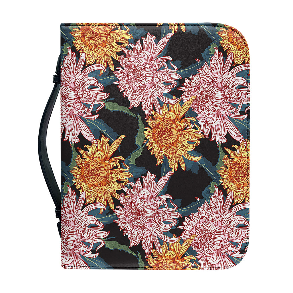 Japanese Chrysanthemum Pattern Print Leather Bible Cover