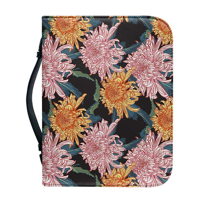 Japanese Chrysanthemum Pattern Print Leather Bible Cover