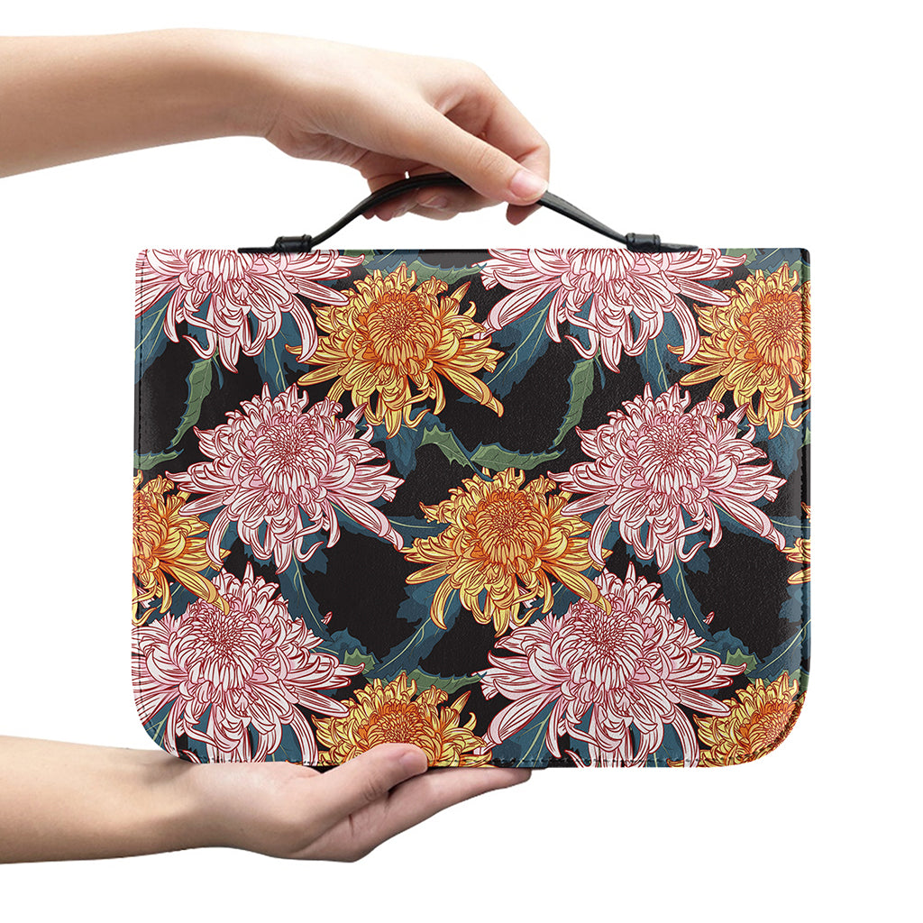 Japanese Chrysanthemum Pattern Print Leather Bible Cover
