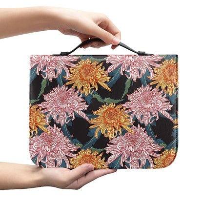 Japanese Chrysanthemum Pattern Print Leather Bible Cover