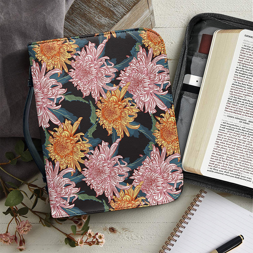 Japanese Chrysanthemum Pattern Print Leather Bible Cover
