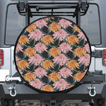 Japanese Chrysanthemum Pattern Print Leather Spare Tire Cover