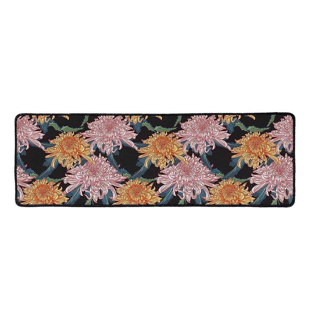 Japanese Chrysanthemum Pattern Print Long Kitchen Mat