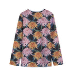 Japanese Chrysanthemum Pattern Print Long Sleeve Short Coat