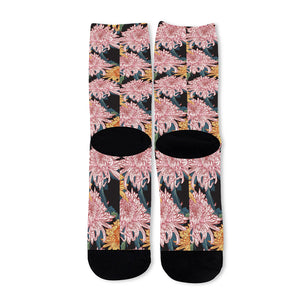 Japanese Chrysanthemum Pattern Print Long Socks