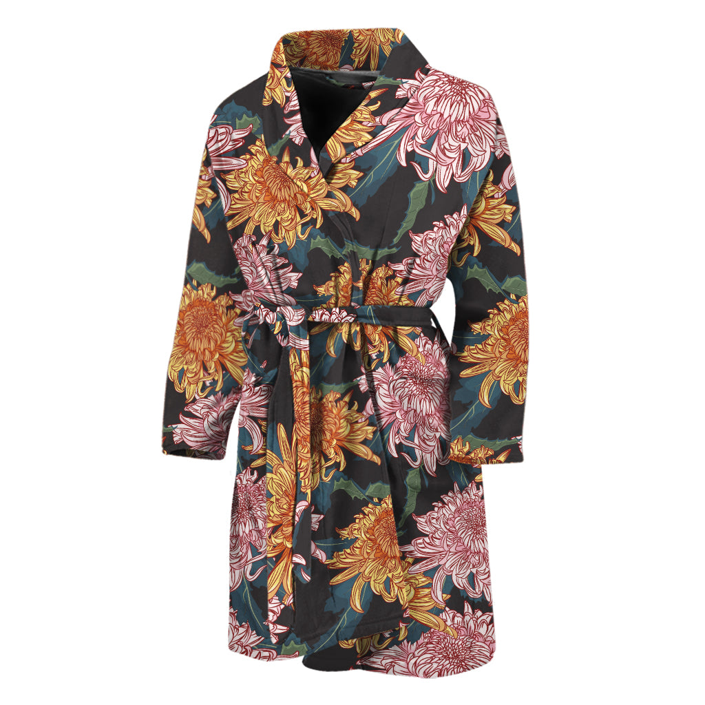 Japanese Chrysanthemum Pattern Print Men's Bathrobe