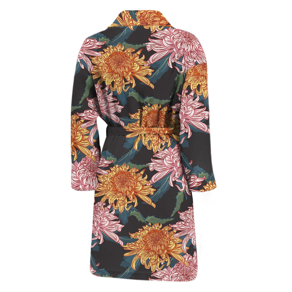 Japanese Chrysanthemum Pattern Print Men's Bathrobe