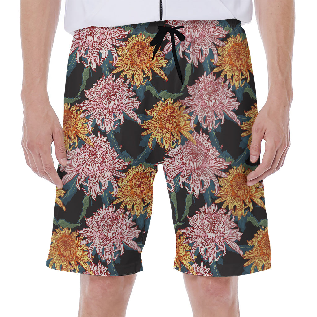 Japanese Chrysanthemum Pattern Print Men's Beach Shorts