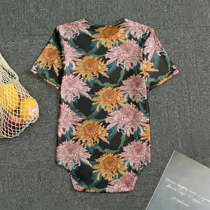 Japanese Chrysanthemum Pattern Print Men's Bodysuit