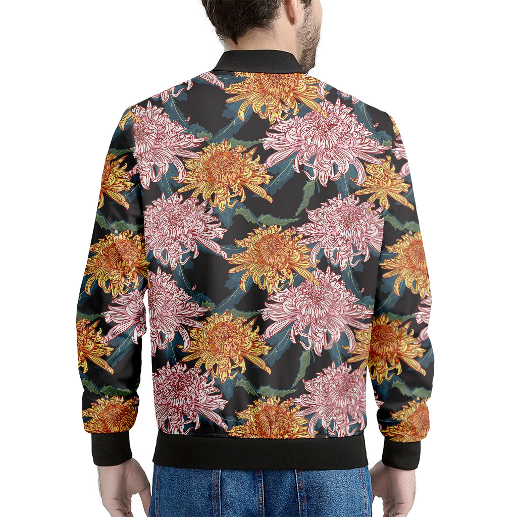 Japanese Chrysanthemum Pattern Print Men's Bomber Jacket