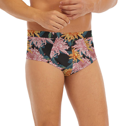 Japanese Chrysanthemum Pattern Print Men's Briefs