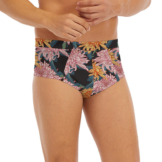 Japanese Chrysanthemum Pattern Print Men's Briefs