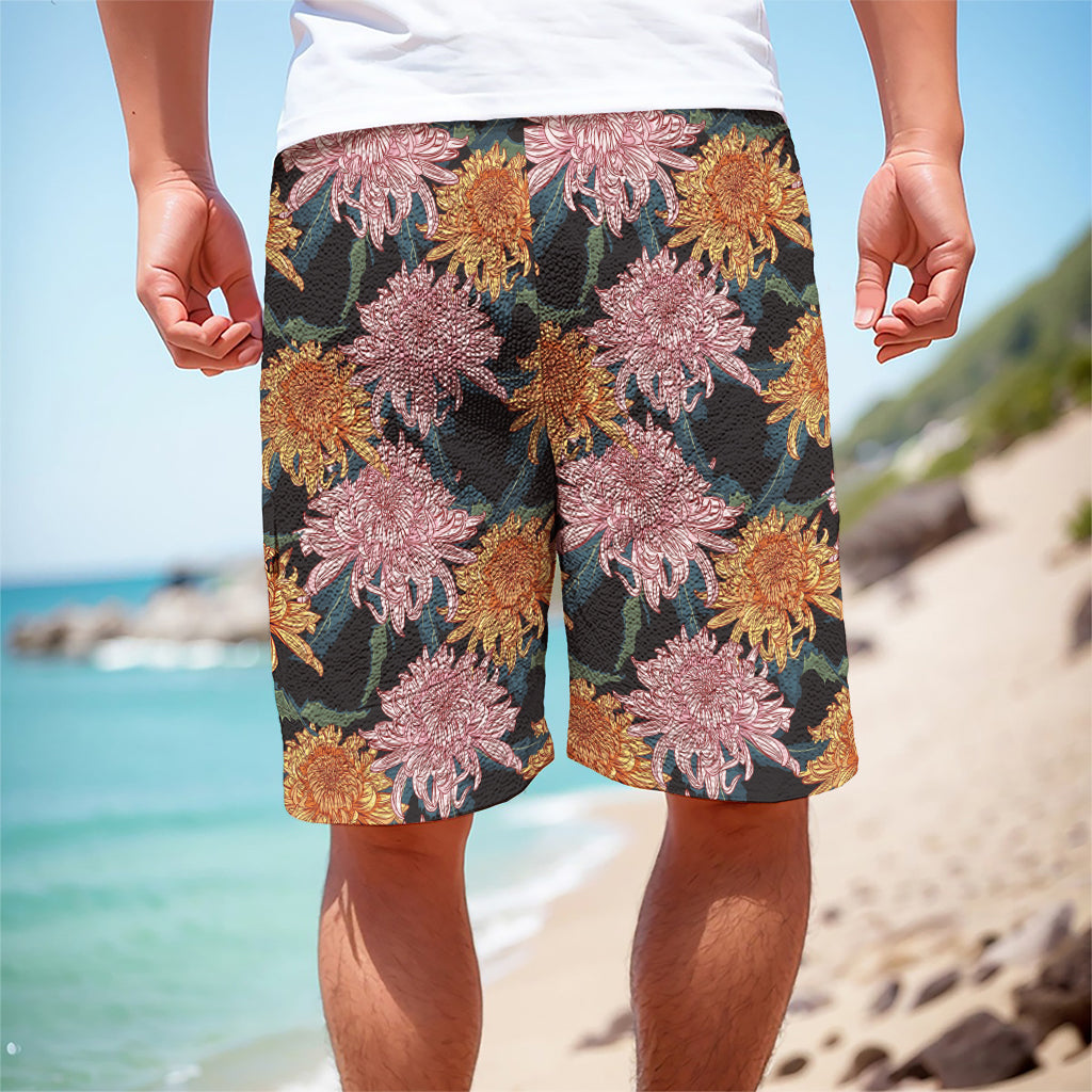 Japanese Chrysanthemum Pattern Print Men's Cargo Shorts