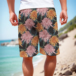 Japanese Chrysanthemum Pattern Print Men's Cargo Shorts