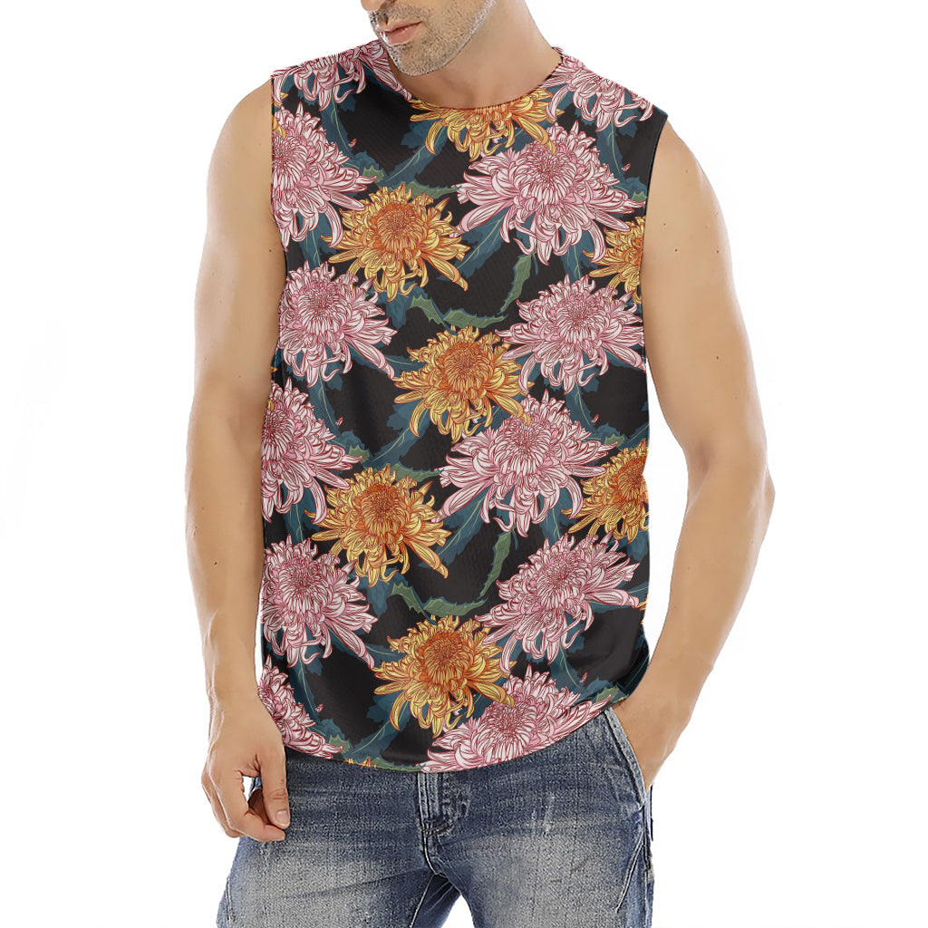 Japanese Chrysanthemum Pattern Print Men's Fitness Tank Top