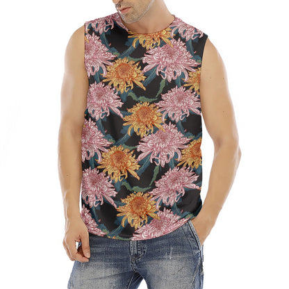 Japanese Chrysanthemum Pattern Print Men's Fitness Tank Top
