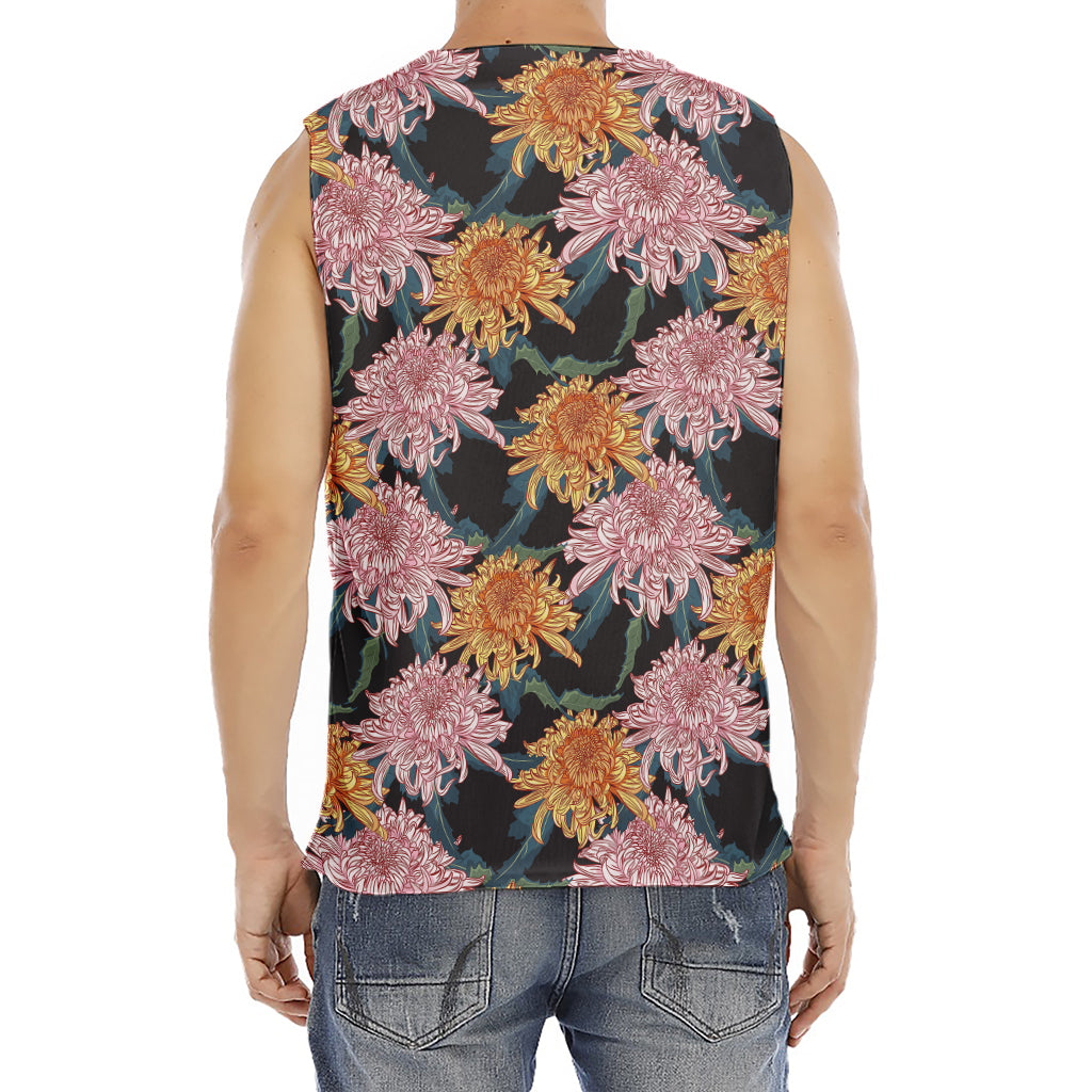 Japanese Chrysanthemum Pattern Print Men's Fitness Tank Top