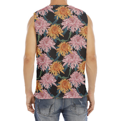 Japanese Chrysanthemum Pattern Print Men's Fitness Tank Top