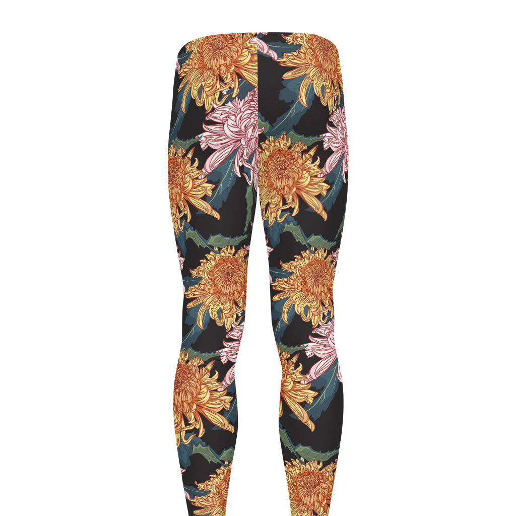 Japanese Chrysanthemum Pattern Print Men's leggings
