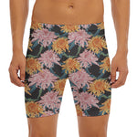 Japanese Chrysanthemum Pattern Print Men's Long Boxer Briefs