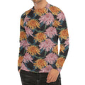 Japanese Chrysanthemum Pattern Print Men's Long Sleeve Rash Guard