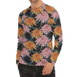 Japanese Chrysanthemum Pattern Print Men's Long Sleeve Rash Guard