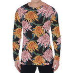 Japanese Chrysanthemum Pattern Print Men's Long Sleeve T-Shirt