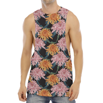 Japanese Chrysanthemum Pattern Print Men's Muscle Tank Top