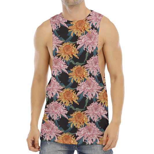 Japanese Chrysanthemum Pattern Print Men's Muscle Tank Top