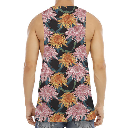 Japanese Chrysanthemum Pattern Print Men's Muscle Tank Top