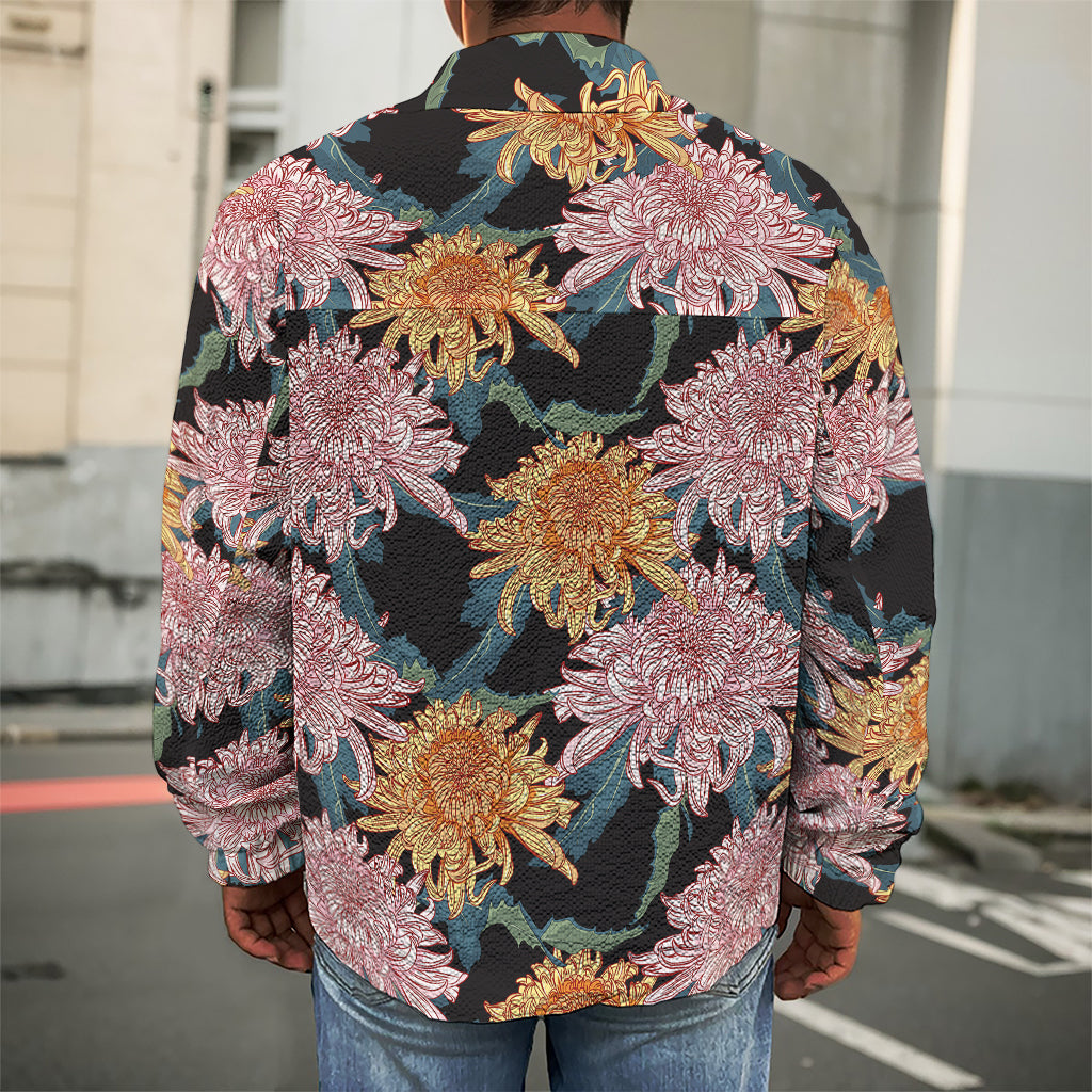 Japanese Chrysanthemum Pattern Print Men's Shirt Jacket