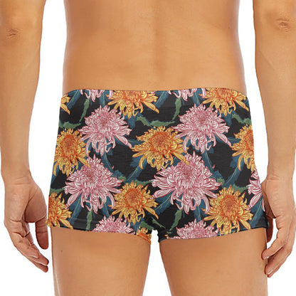 Japanese Chrysanthemum Pattern Print Men's Short Boxer Briefs