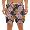 Japanese Chrysanthemum Pattern Print Men's Split Running Shorts