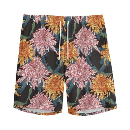 Japanese Chrysanthemum Pattern Print Men's Sports Shorts