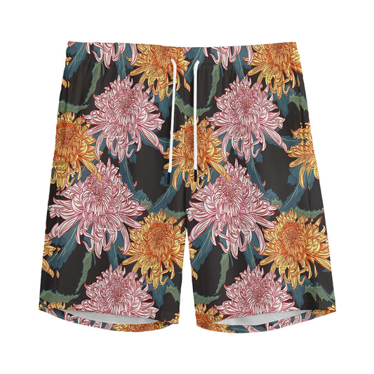 Japanese Chrysanthemum Pattern Print Men's Sports Shorts