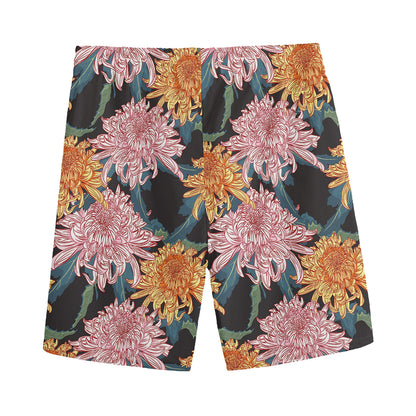 Japanese Chrysanthemum Pattern Print Men's Sports Shorts