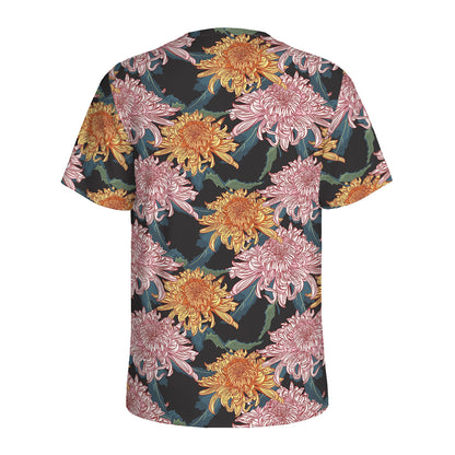 Japanese Chrysanthemum Pattern Print Men's Sports T-Shirt