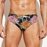 Japanese Chrysanthemum Pattern Print Men's Swim Briefs