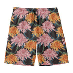 Japanese Chrysanthemum Pattern Print Men's Swim Trunks