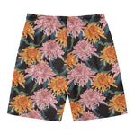 Japanese Chrysanthemum Pattern Print Men's Swim Trunks