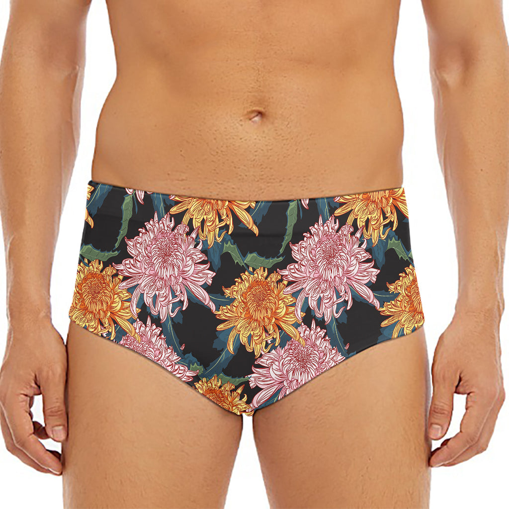 Japanese Chrysanthemum Pattern Print Men's Triangle Swim Briefs