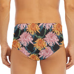 Japanese Chrysanthemum Pattern Print Men's Triangle Swim Briefs