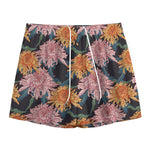 Japanese Chrysanthemum Pattern Print Mesh Shorts