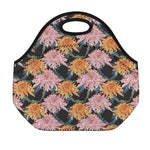 Japanese Chrysanthemum Pattern Print Neoprene Lunch Bag
