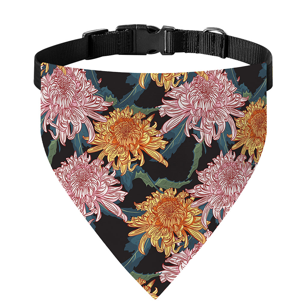 Japanese Chrysanthemum Pattern Print Over The Collar Dog Bandana