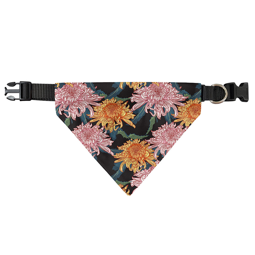 Japanese Chrysanthemum Pattern Print Over The Collar Dog Bandana
