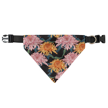 Japanese Chrysanthemum Pattern Print Over The Collar Dog Bandana