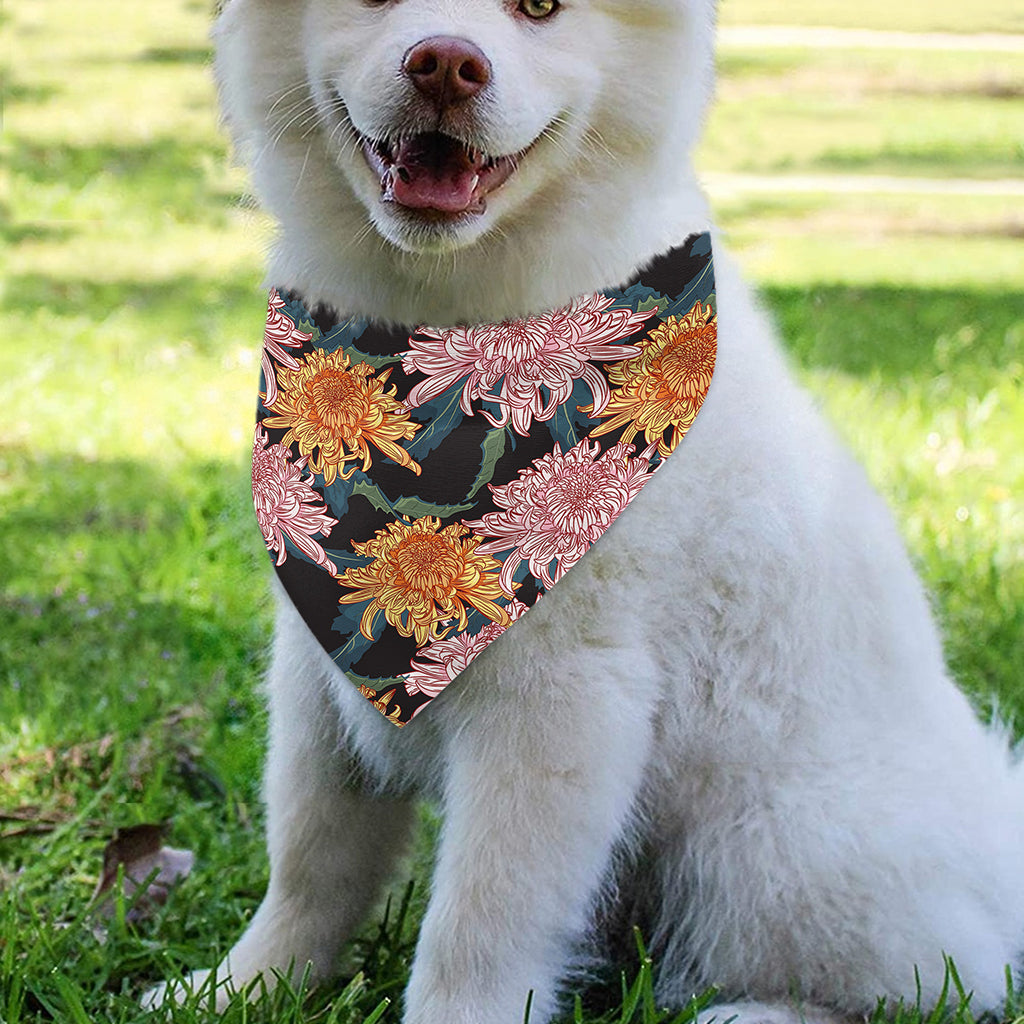 Japanese Chrysanthemum Pattern Print Over The Collar Dog Bandana