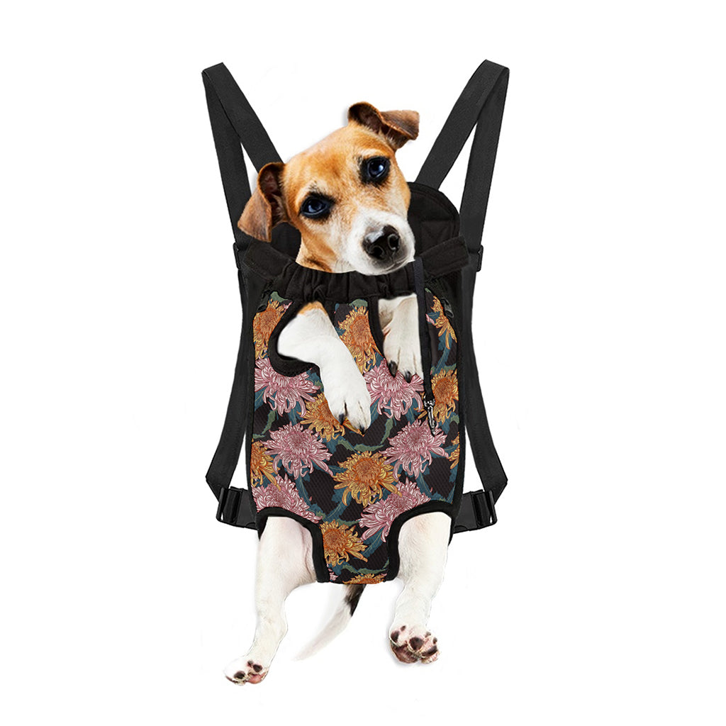 Japanese Chrysanthemum Pattern Print Pet Carrier Backpack